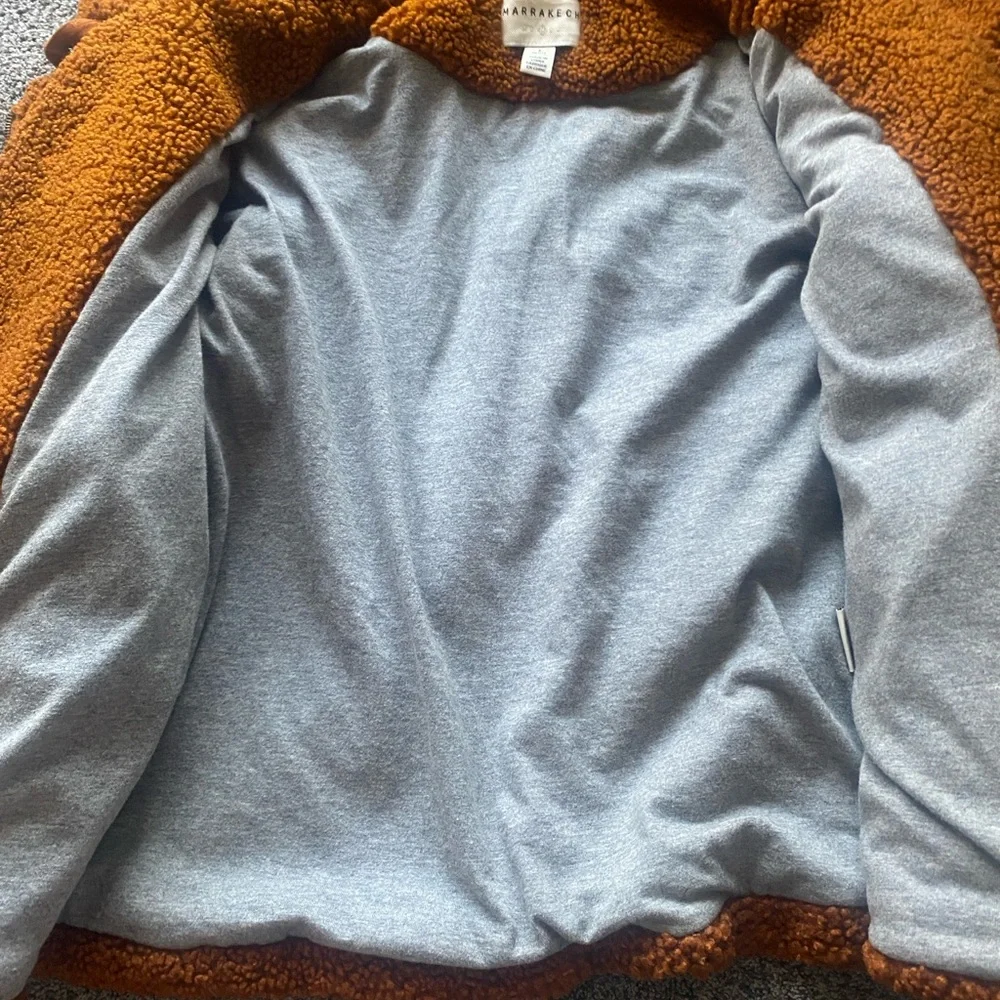 Anthropologie Marrakech sherpa teddy moto jacket rust /bronze color small - Picture 12 of 12